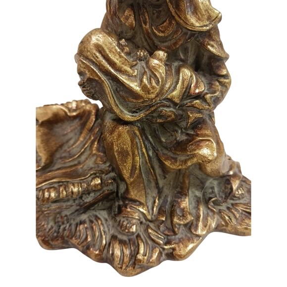 Vintage 1980s Madonna 8" Virgin Mary Jesus Child Figure Resin Gold Brass tone - Picture 2 of 12